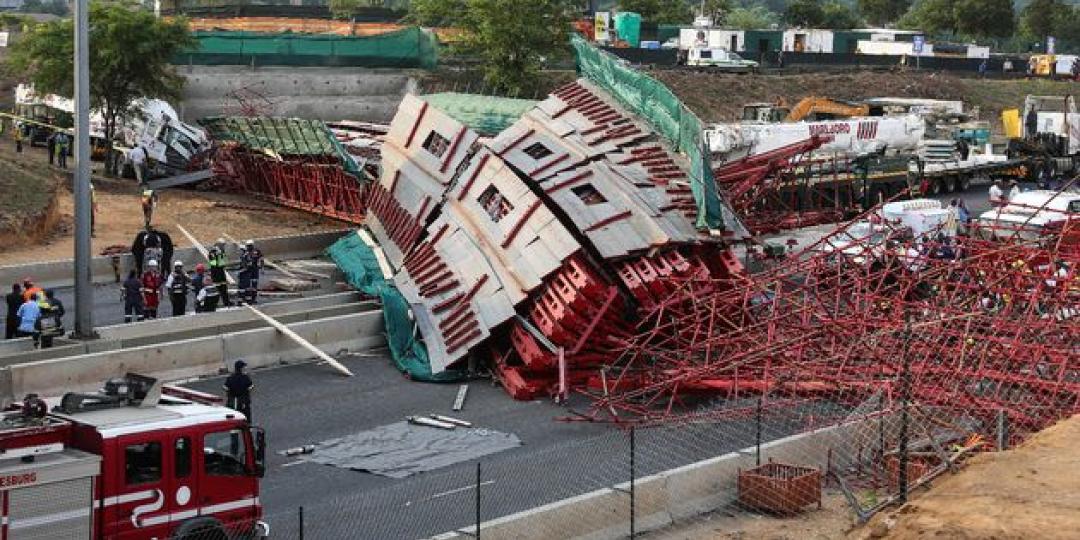 Rescue workers on the scene of the M1 bridge collapse earlier this month.