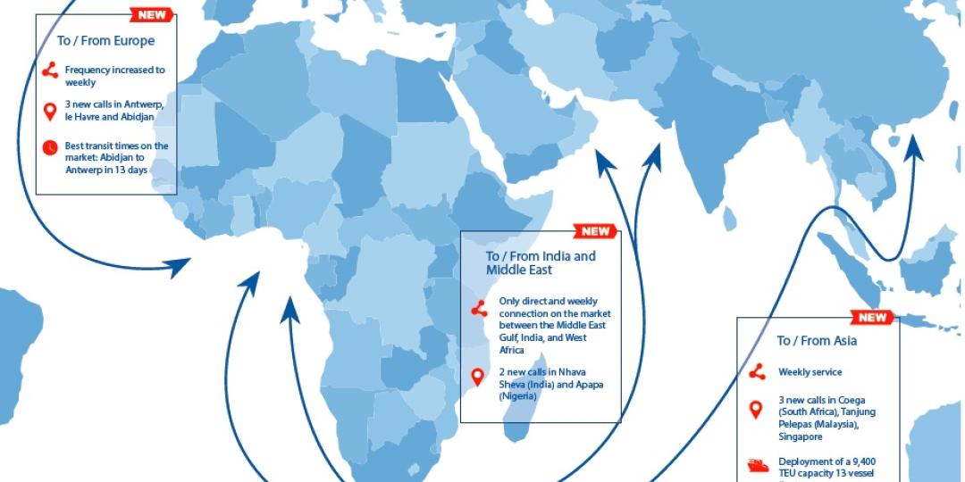 This CMA CGM map depicts the new calls on the service.