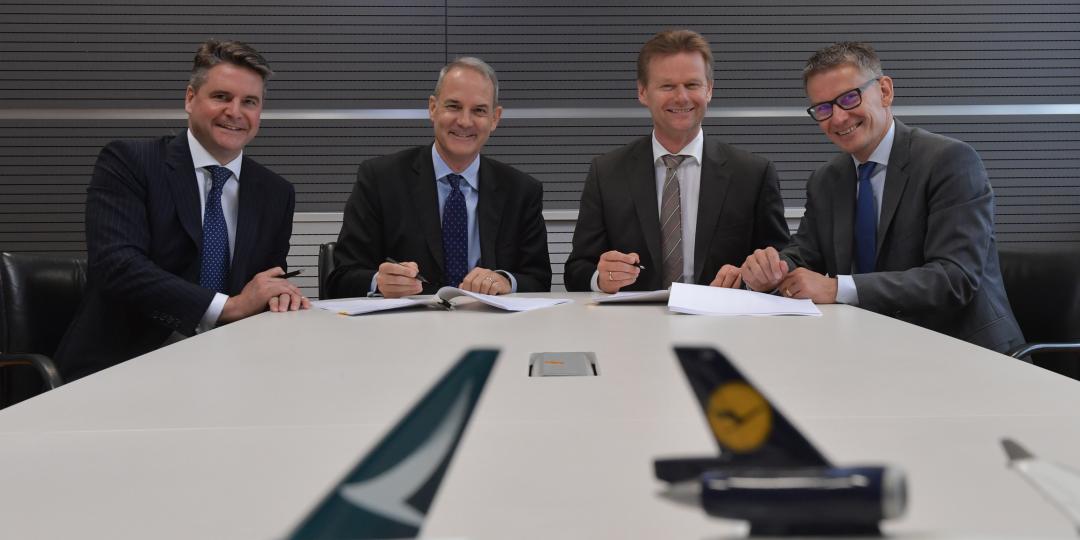 From l-r: Mark Sutch (marketing GM CP), Simon Large (cargo director CP), Peter Gerber (CEO and chairman Lufthansa Cargo) and Bernhard Kindelbacher (senior strategy VP Lufthansa Cargo).