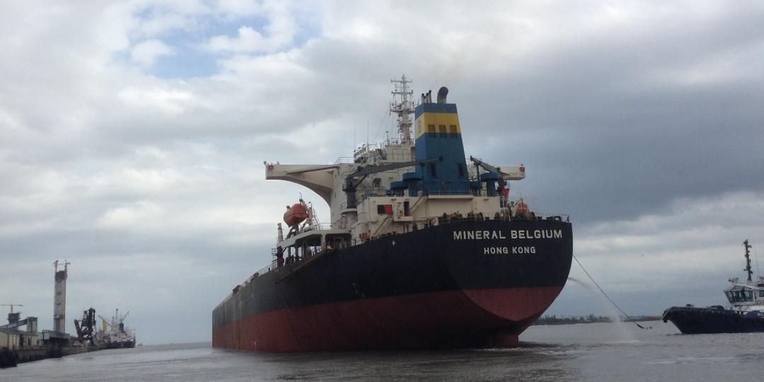 The MV Mineral Belgium leaving Maputo port.