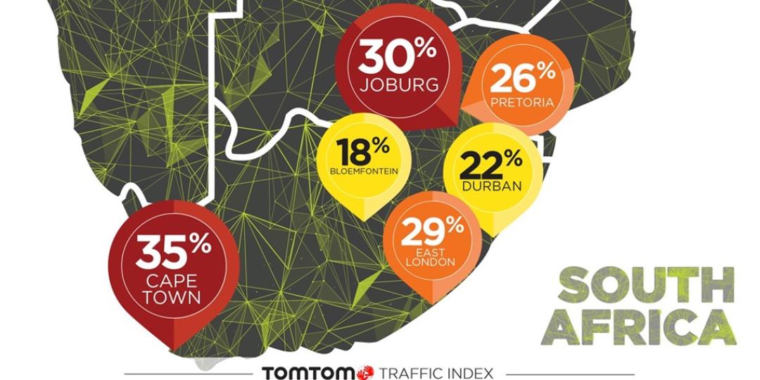 The most congested cities in South Africa, according to TomTom.