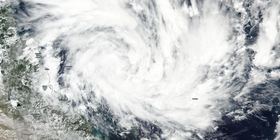 Tropical Cyclone Debbie in the Coral Sea, captured by NASA satellites last Friday.