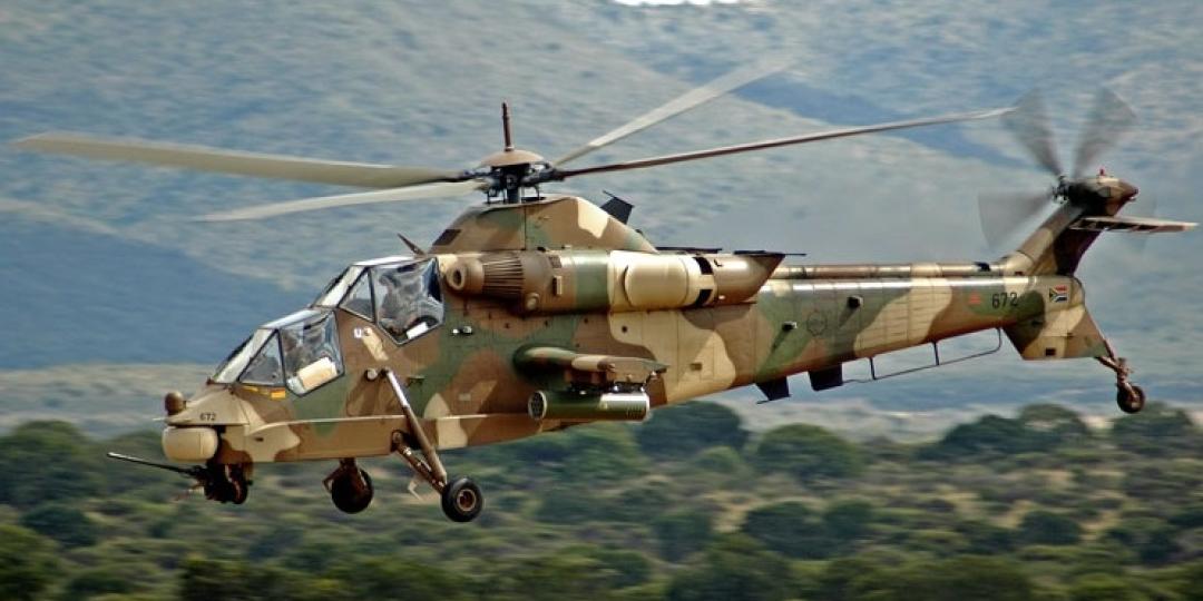 The Rooivalk. An attack helicopter manufactured by South African company Denel Dynamics, a participant in the LAAD trade show.