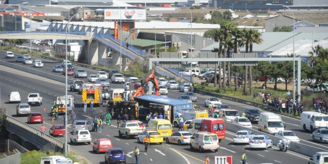 Overturned truck sees road closure/traffic chaos in Cape Town | Freight ...