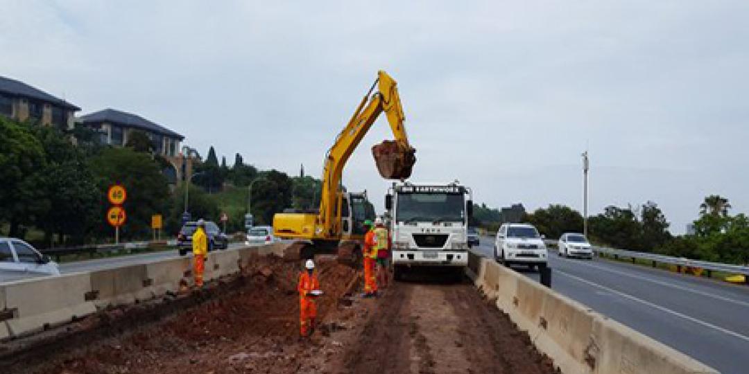 Construction work on the M1 carriageway.