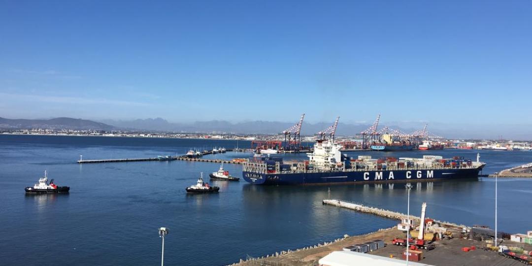 The CMA CGM SAMSON in the Port of Cape Town.