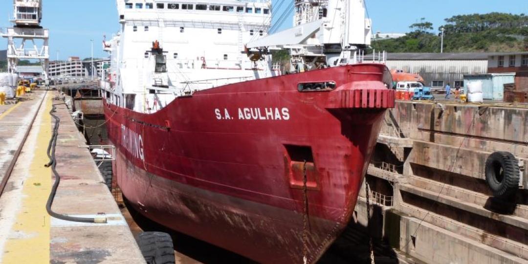 The SA Agulhas in the Princess Elizabeth dry dock.