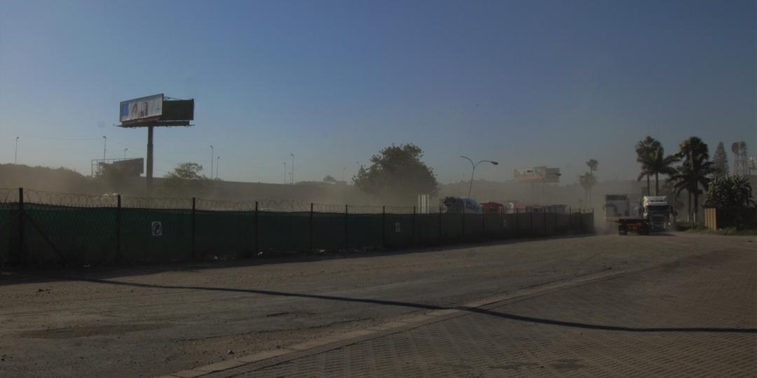 The route alongside the M4 in Durban, seen here to the left of the wall in the photo,  that is used for the passage of abnormal freight in and out of the port.