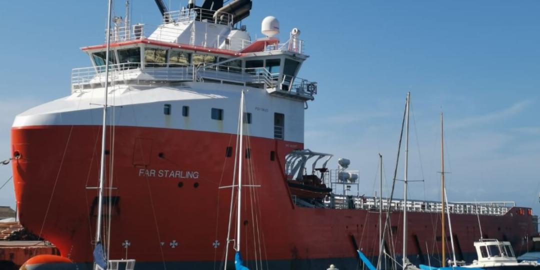 The Far Starling, one of the support vessels that has called at Mossel Bay since Total’s gas condensate discovery.