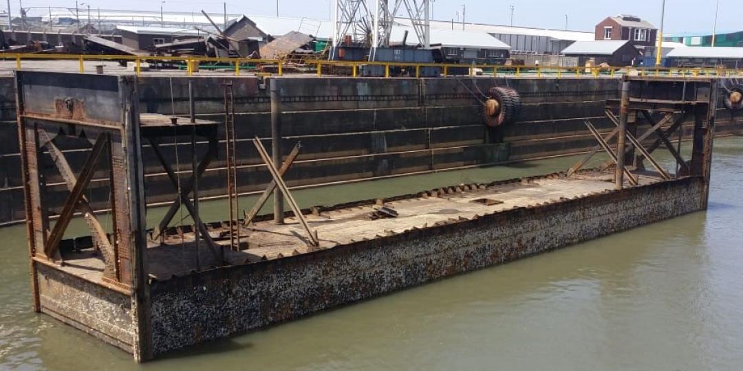 The inner caisson at Durban’s dry dock that’s currently undergoing repairs.