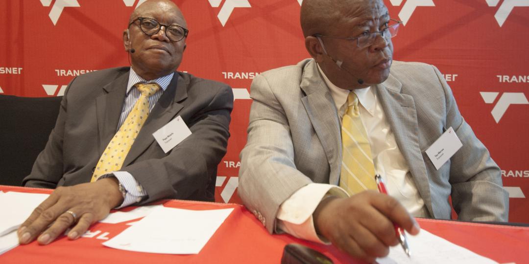 Better days… Transnet board chairman Popo Molefe and outgoing CEO Tau Morwe before the latter learned that his contract would not be extended.